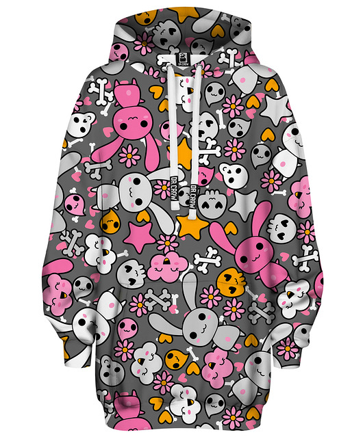 bluza z kapturem damska Bluza Oversize Tunika DR.CROW Skull Rabbit