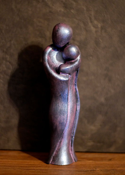 figurki i rzeźby Rzeźba z gipsu, figurka para zakochanych, niebiesko-fioletowa, 14,8 cm
