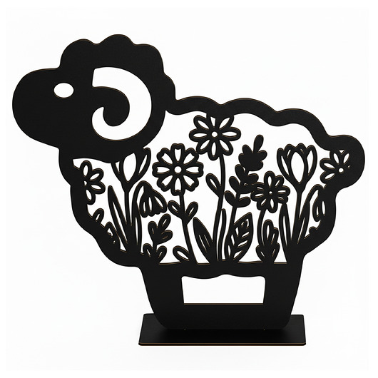 ozdoby wielkanocne Baranek Wielkanocny 10cm Czarny Drewniany Stojący Figurka Ażurowa Prezent