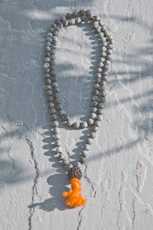 AGHORI MALA naszyjnik z jaspisu rudraksza INDIE NOMAD ACCESSORIES