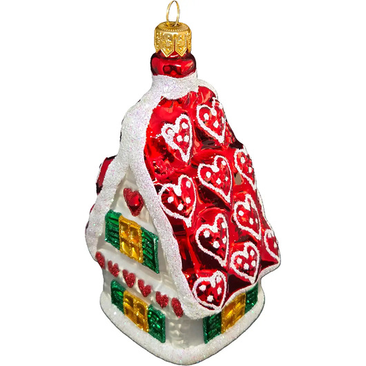 bombki Ręcznie Malowana Szklana Bombka Świąteczny Domek z Czerwonym Dachem