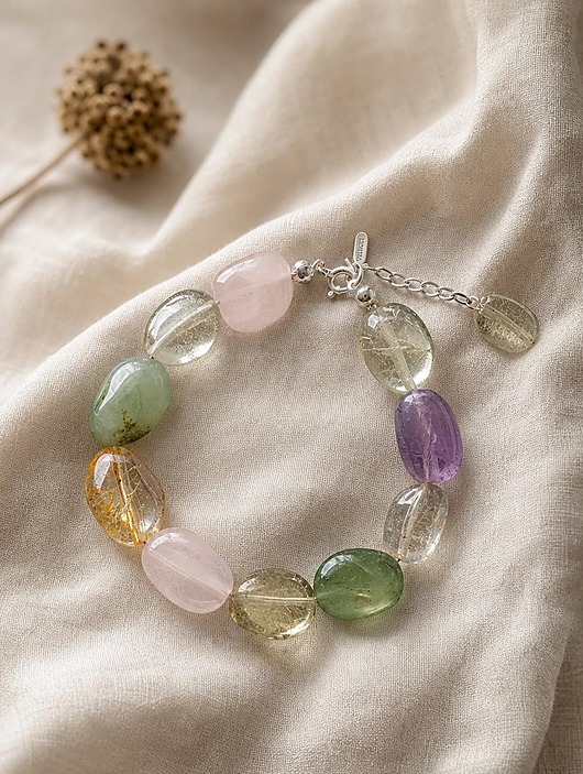 bransoletki z kamieni naturalnych Bransoletka Rainbow Smooth, gładki fluoryt naturalny