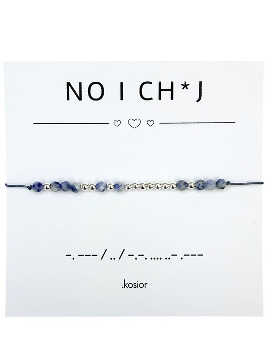 bransoletki na sznurku Bransoletka z alfabetem Morse Sodalit, Hematyt