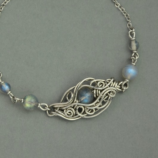 bransoletki wire wrapping Bransoletka regulowana labradoryt wire wrapping