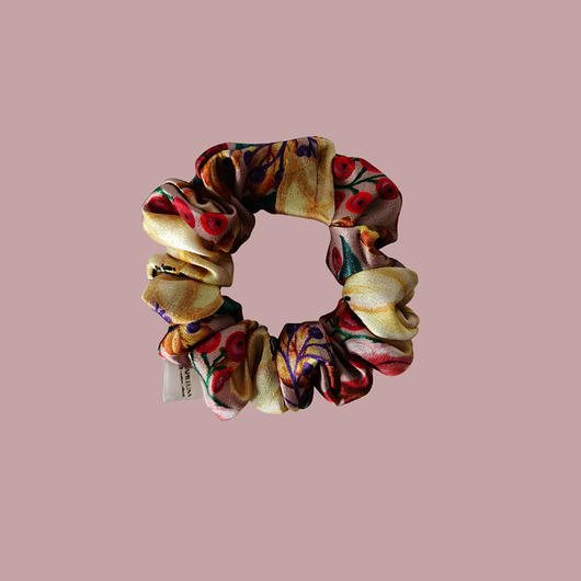 gumki do włosów Gumka jedwabna, scrunchie, frotka jesienne kwiaty MIDI