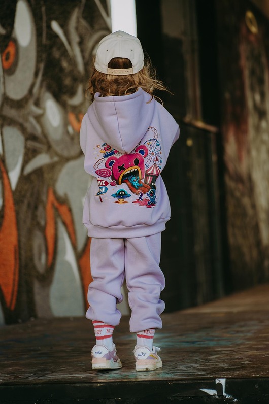 bluzy dla dziewczynki Dres oversize Teddyland lawendowy