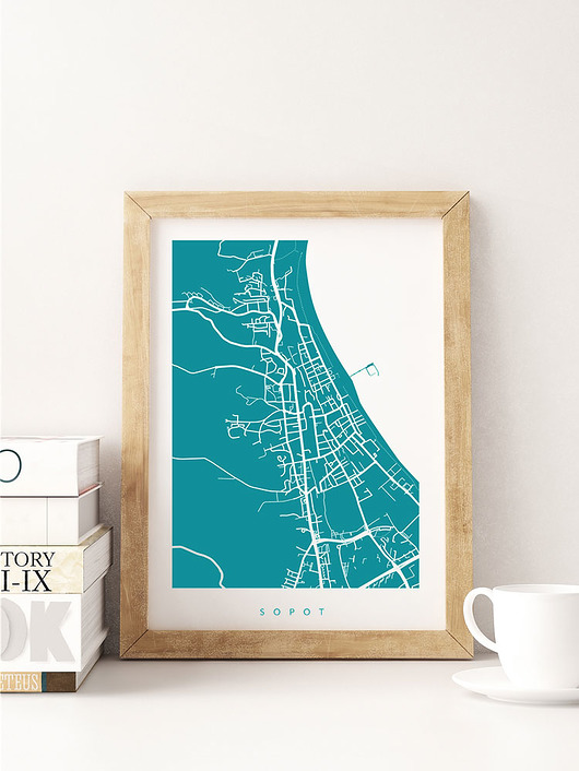 PLAKAT SOPOT - A3 - fragment mapy miasta PLAKATY GEOMETRYCZNE