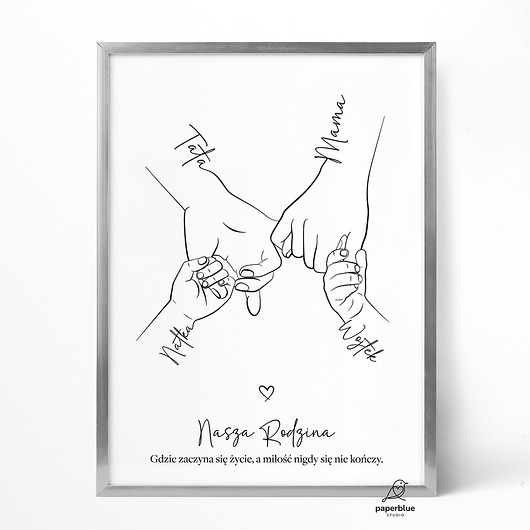 grafiki i ilustracje Plakat personalizowany Rodzina 4 osoby - 003