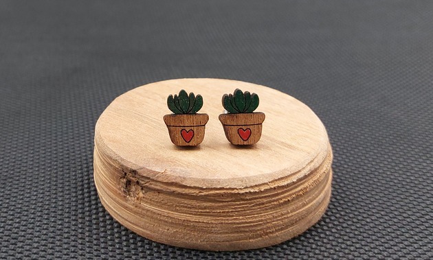 kolczyki drewniane Kolczyki drewniane SUKULENTY