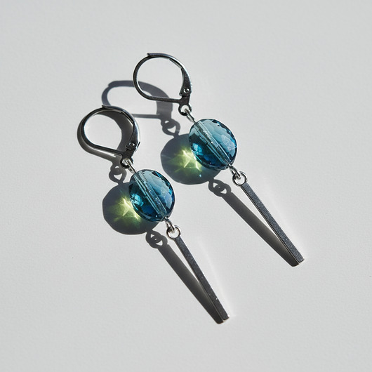 kolczyki szklane Turkusowe kolczyki z kryształkami