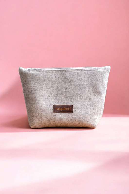 kosmetyczki Szara kosmetyczka MAXI jasny flausz