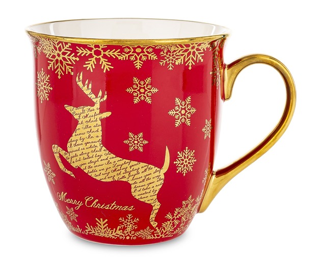 dekoracje świąteczne Kubek porcelanowy 11x15x11,5 cm IRMINA 560 ml czerwony