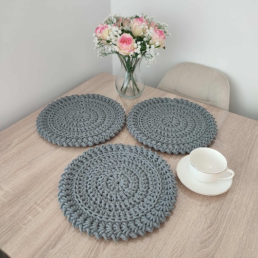 podkładki do kuchni Podkładka szydełkowa okrągła ze sznurka bawełnianego 32cm