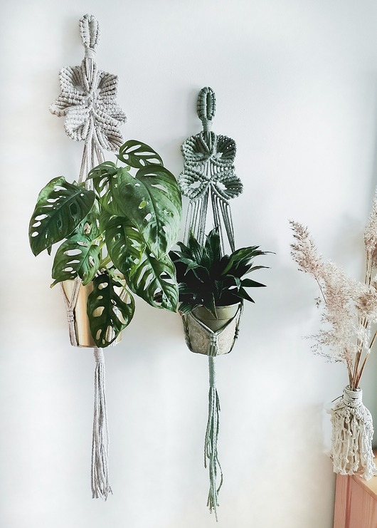 Zestaw Kwietnik wiszący motyw FLORA Hygge Macrame