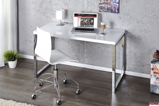 Biurko Ariel White 120x60 białe wysoki połysk Home Design