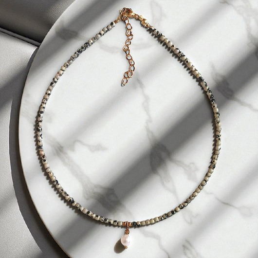 chokery Basic choker : jasper & pearl : jaspis i perła