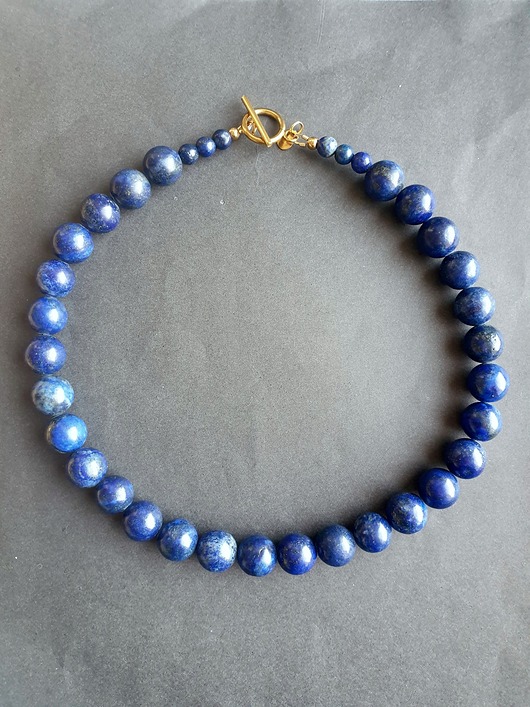 korale Naszyjnik choker ROOTS lapis lazuli kule 12 mm