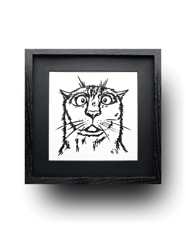 obrazy Funny Cat 1 - 20x20cm - ręcznie malowany akrylami