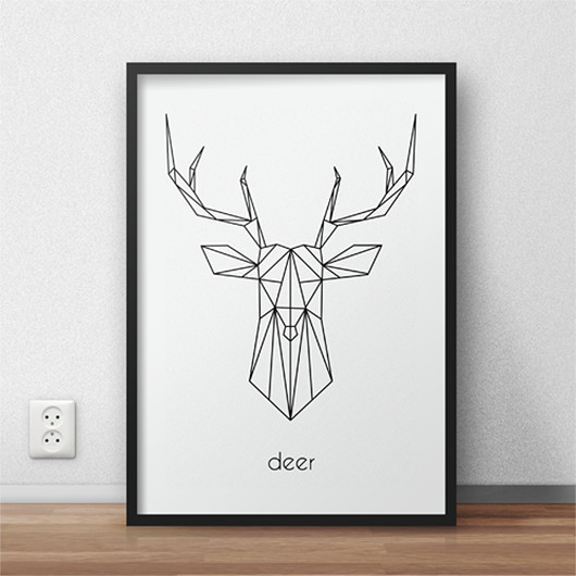Plakat z geometrycznym jeleniem - 30x40 scandiposter