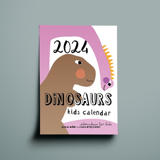 obrazy i plakaty do pokoju dziecięcego Kalendarz z dinozaurami na 2024