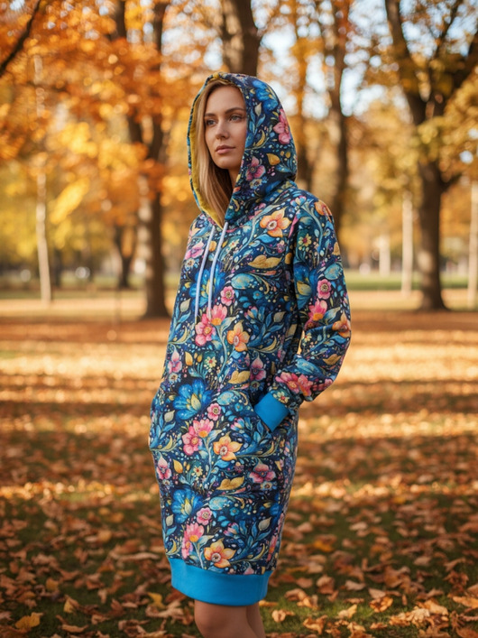 sukienki midi damskie Dresowa sukienka - długa bluza Ahankara -rozmiar L