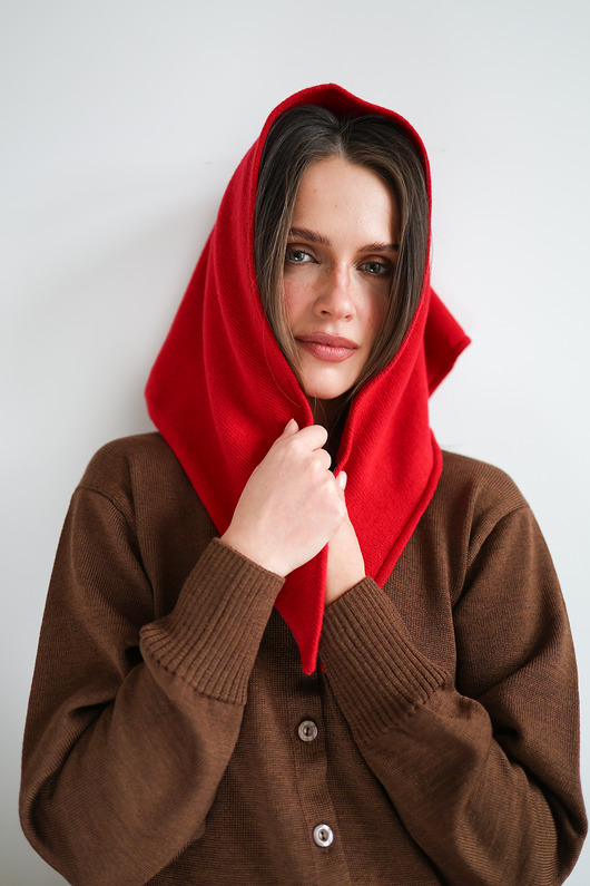 szale damskie Chusta Rowan truskawkowa czerwień