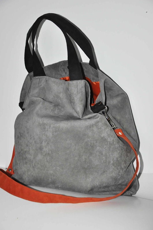 torby XXL Torba hobo XXL - szarość, pomarańcz, czerń