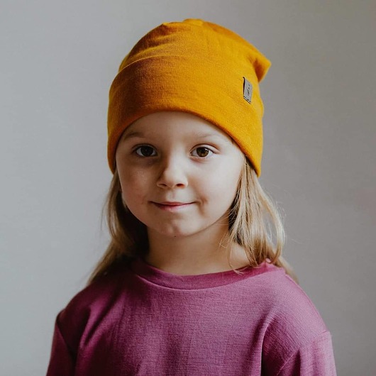 czapki dziecięce Ana Moroles, Czapka 100% merino, musztardowa