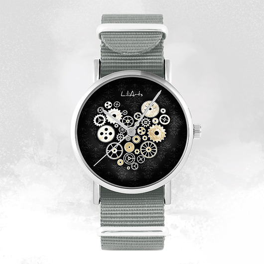 zegarki unisex Zegarek - Steampunk, czarny - szary, nato