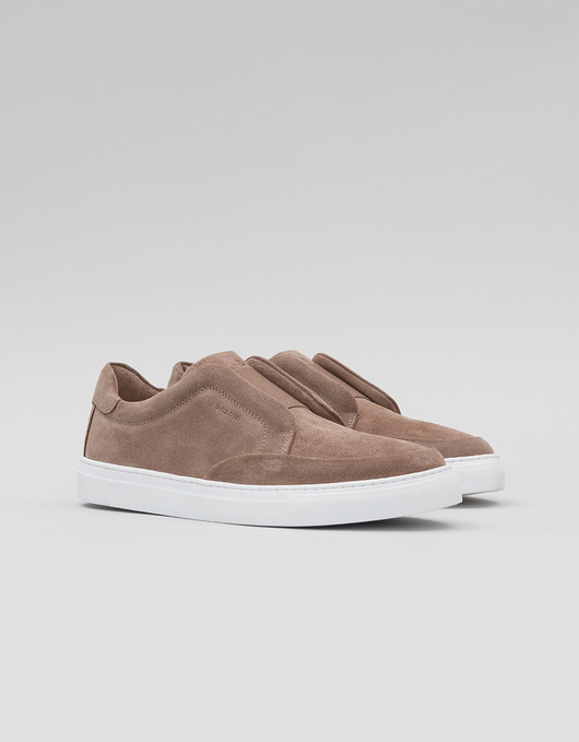 buty męskie Beżowe sportowe buty zamszowe wsuwane F503 bz4