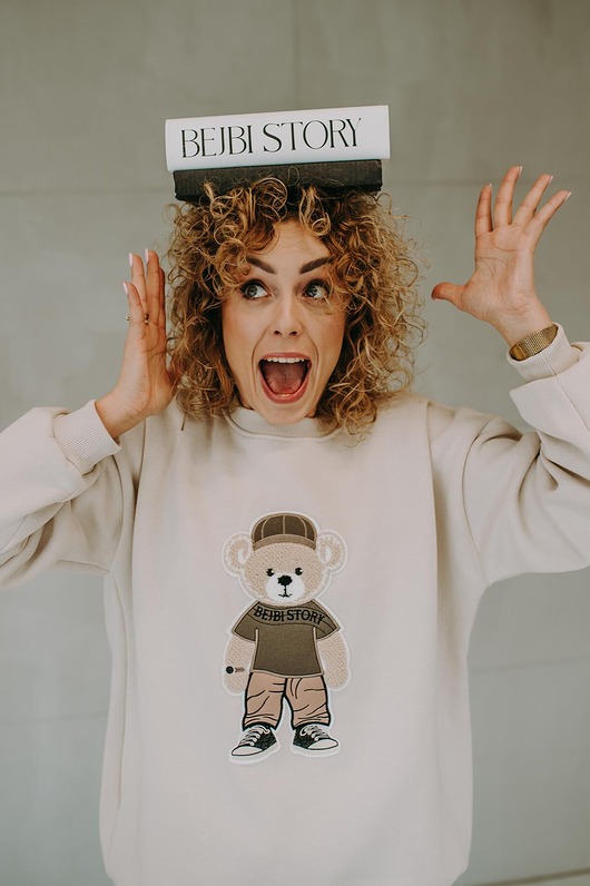 bluza bez kaptura damska Bluza oversize Tony Teddy dla mamy i taty