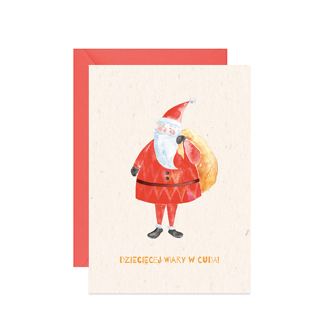 kartki świąteczne Kartka świąteczna z Mikołajem i workiem prezentów
