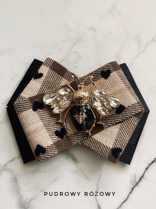 broszki Brosza z czarnym owadem z kryształami New