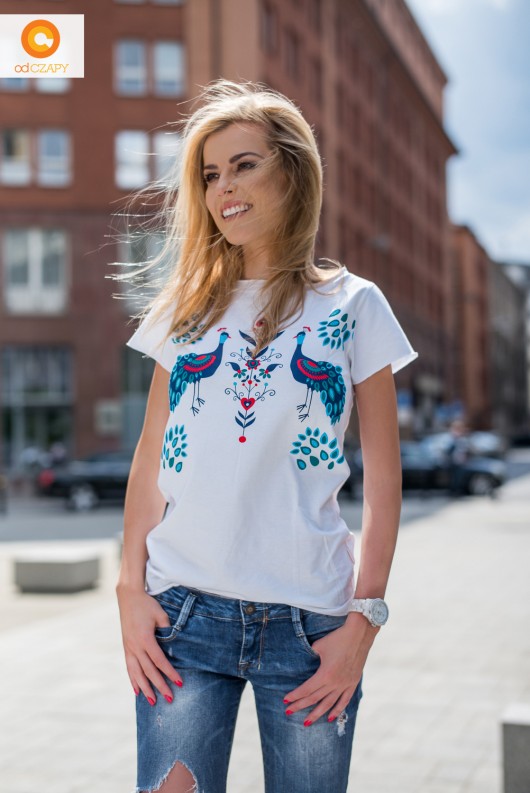 T-shirt Peacock White odCZAPY odCZAPY