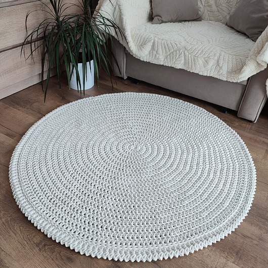dywany Dywan okrągły ze sznurka bawełnianego szydełkowy 125cm