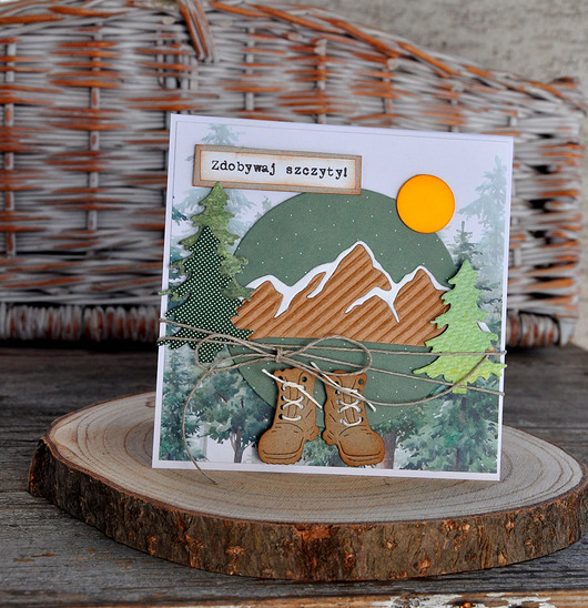 kartki scrapbooking Kartka z górami