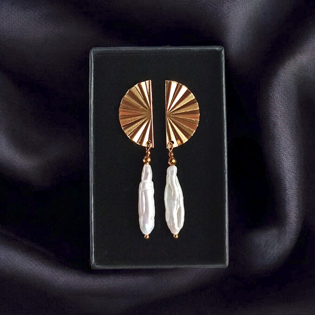 kolczyki z kamieniami Długie perły : kolczyki : wyjątkowy prezent PREMIUM : II