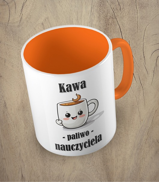 kubki Kolorowy kubek z hasłem Kawa - paliwo Nauczyciela - mix kolorów