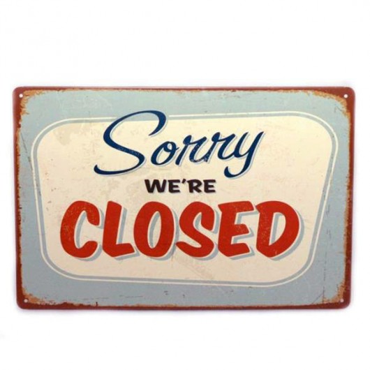 Szyld metalowy Closed MIA home