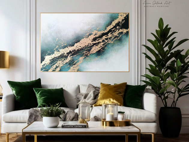 obrazy BLASK NATURY Ręcznie malowany obraz ze złotem 100x70 cm