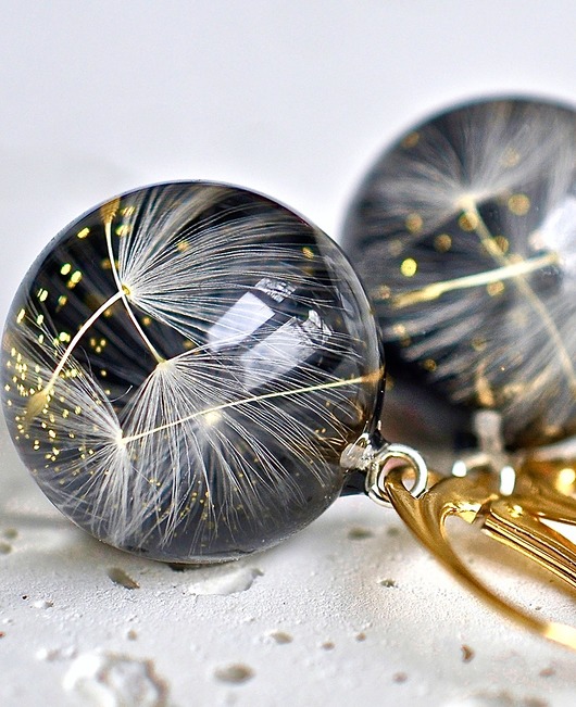 Kolczyki srebrne z nasionami dmuchawca Grol Jewellery