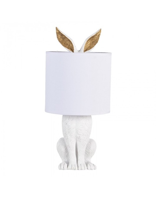 lampy stołowe Lampa Stołowa Rabbit Biało Złota 45 cm