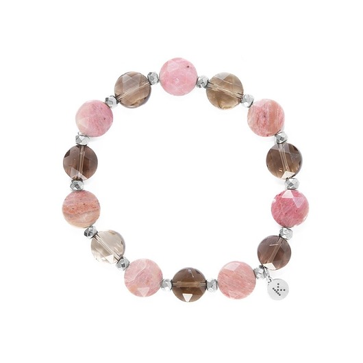bransoletki z kamieni naturalnych Bransoletka z pudrowo brązowych kamieni - Wersja Srebrna