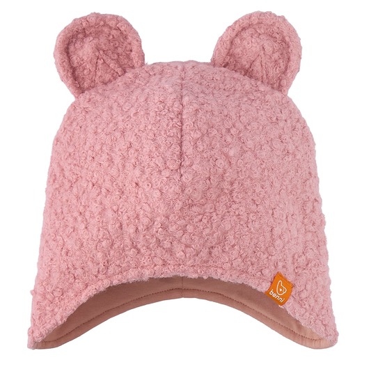 czapki dziecięce Czapka zimowa Boucle z uszami misia  różowa