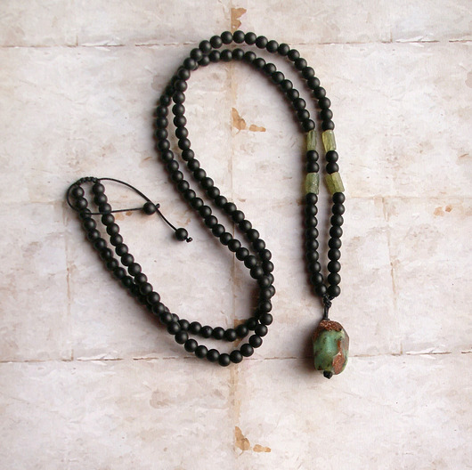 biżuteria męska UNIKAT: chryzopraz, apatyt, onyks - naszyjnik męski / unisex