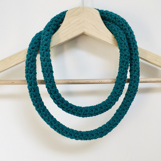 naszyjniki - inne Naszyjnik dzianinowy boho handmade bawełna