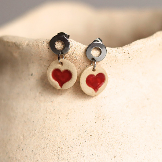 kolczyki ceramiczne Kolczyki ceramiczne z serduszkiem