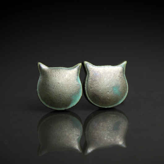 kolczyki ceramiczne Koty Mchowe /stal chirurgiczna/