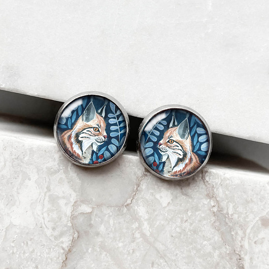 kolczyki szklane Winter Lynx kolczyki wkrętki dla eleganckiej kobiety