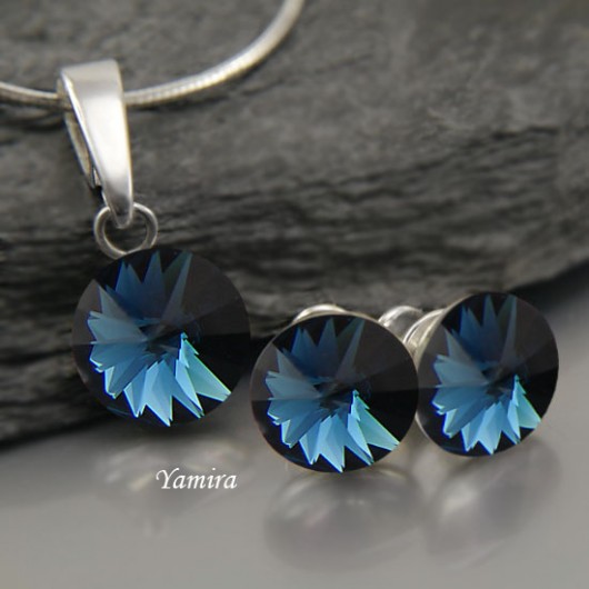 komplet kryształ Swarovski Rivoli Montana 8mm yamira